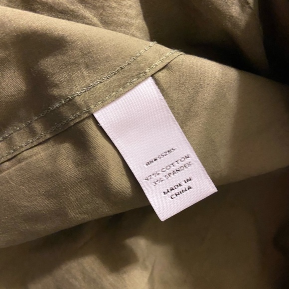 NWT! EXPRESS fitted MK2 olive button up shirt Small 14-14.5” stretch cotton - Picture 9 of 11